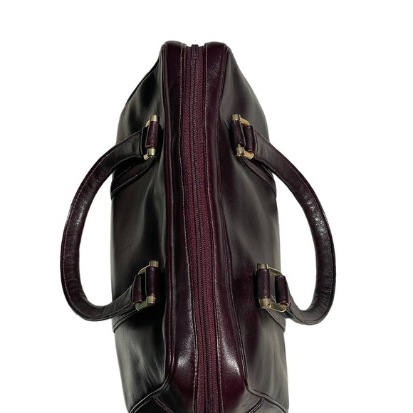 Susan Gail Vintage Burgundy/Oxblood Leather Two-Handle Zip-Top Satchel Handbag - Picture 5 of 11
